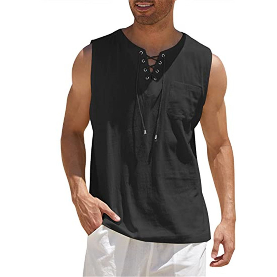 Herren Leinenhemd Ärmellos Sommer Slim Fit – Jimmy