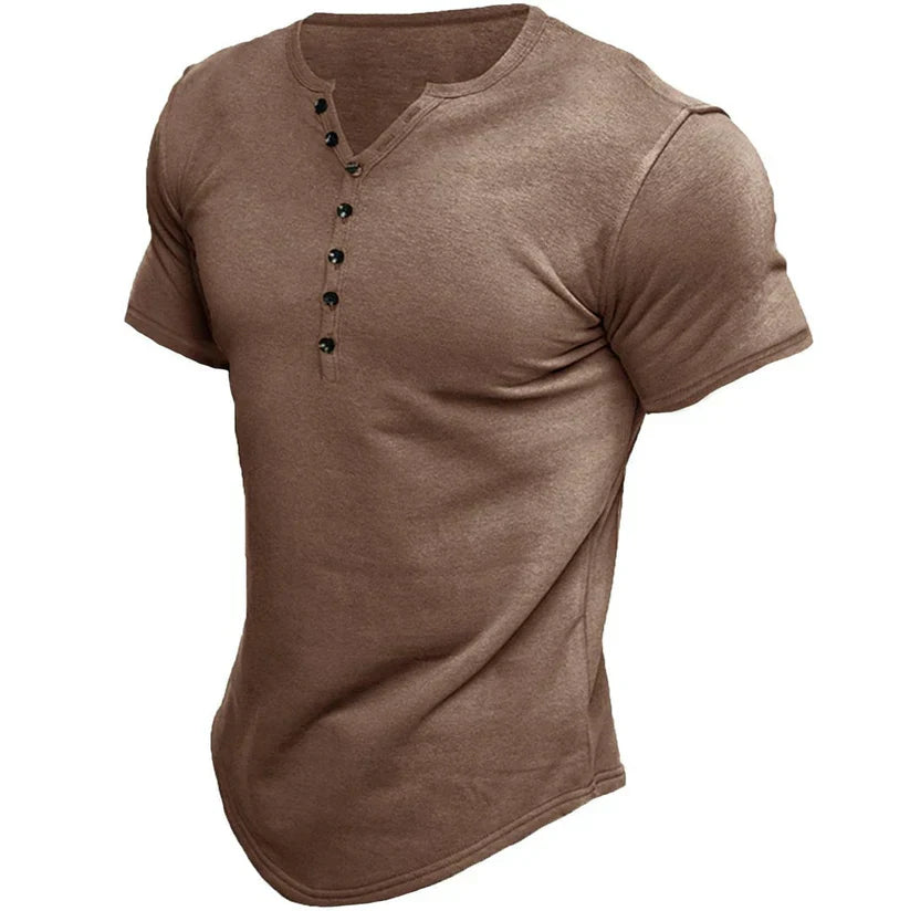 Herren Henley Shirt Kurzarm Baumwolle Polyester – Roland