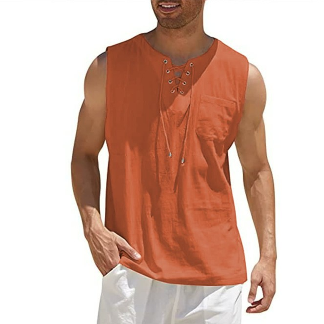 Herren Leinenhemd Ärmellos Sommer Slim Fit – Jimmy