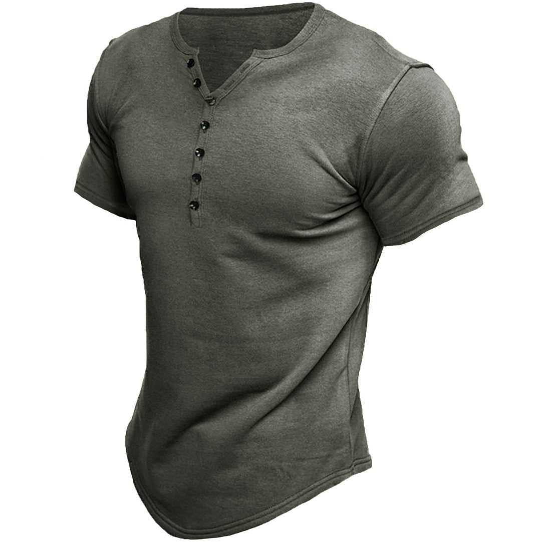 Henley Shirt Herren Kurzarm Bequem Freizeit – Marino