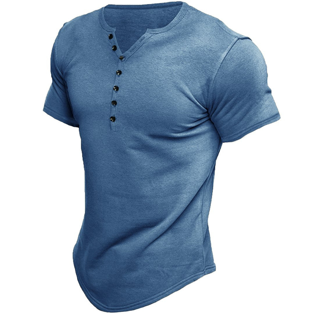 Henley Shirt Herren Kurzarm Bequem Freizeit – Marino