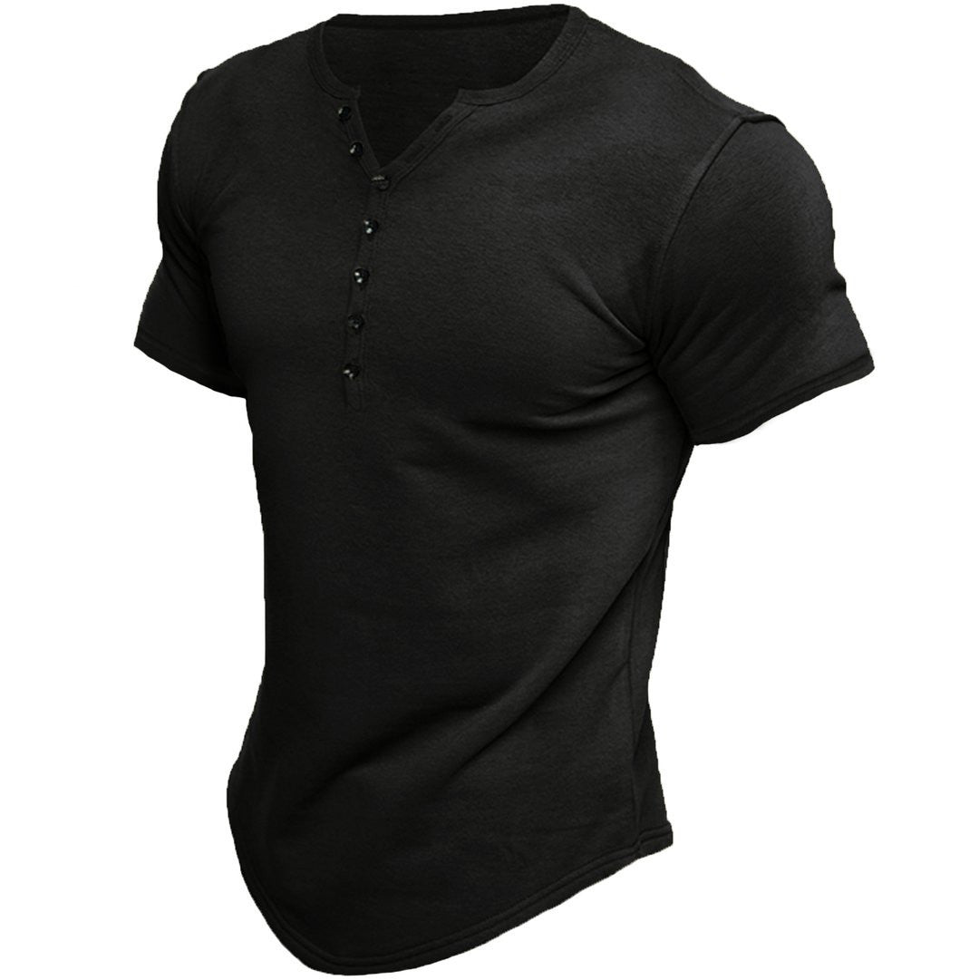Henley Shirt Herren Kurzarm Bequem Freizeit – Marino
