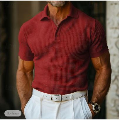 Herren Polo Shirt Waffelstruktur Kurzarm Frühling Sommer – Marvello
