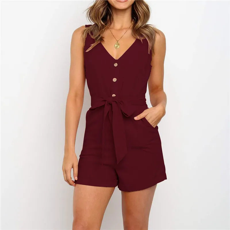 Luci - Schwarzer Leinen-Baumwoll-Jumpsuit