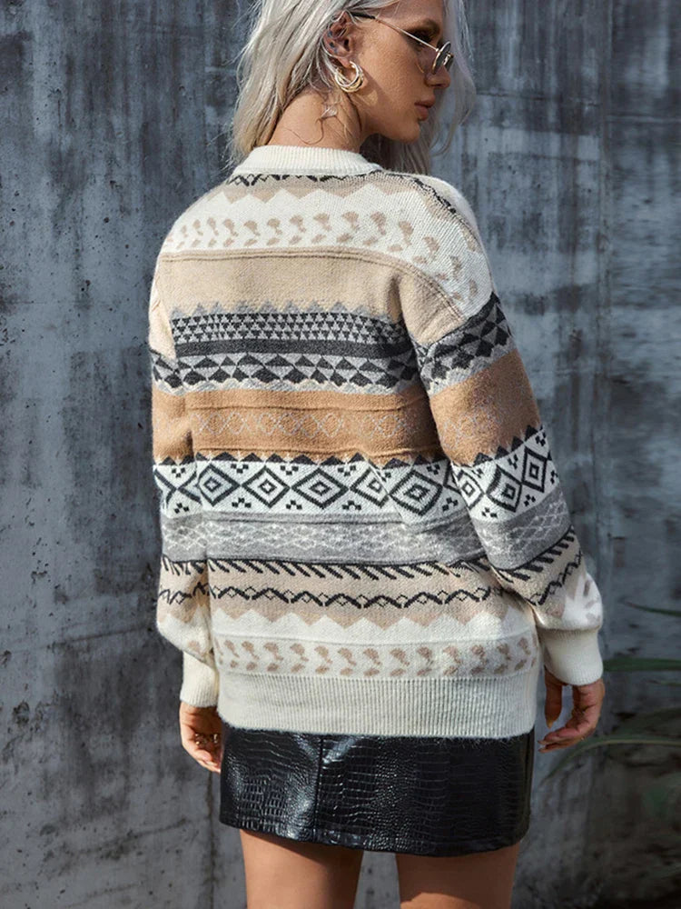 Winterpullover mit Rundhalsausschnitt für Frauen