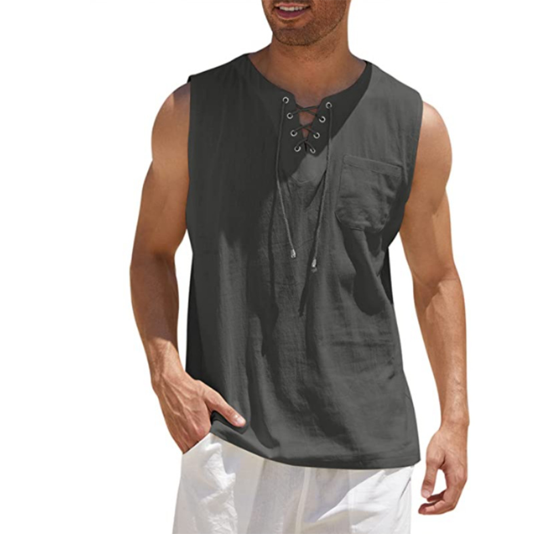 Herren Leinenhemd Ärmellos Sommer Slim Fit – Jimmy