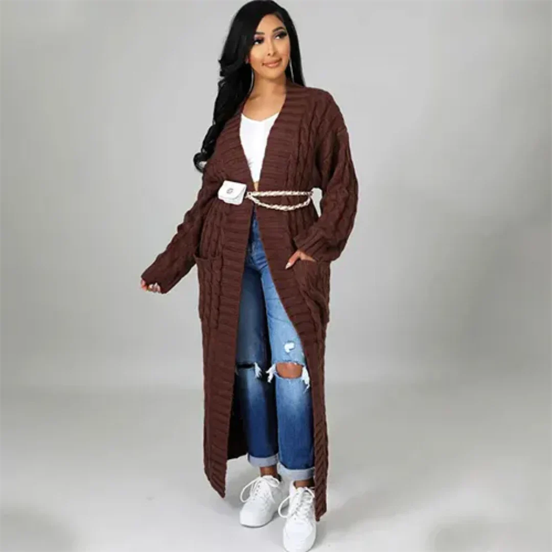 Dublinan | Damen Lange Warme Strickjacke | Stricken