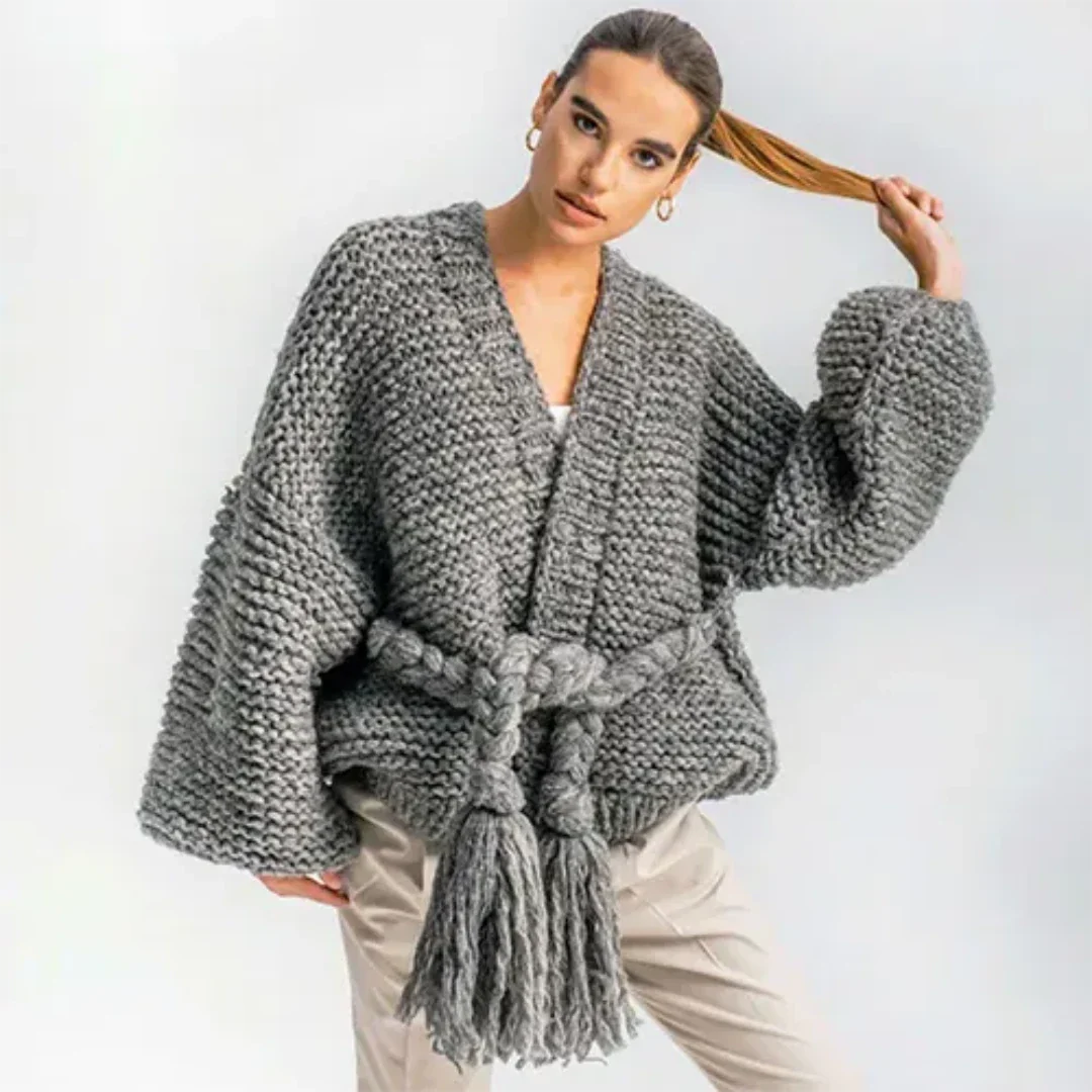 Ellingtonem | Damen Warme Gürtel Strickjacke | Winter
