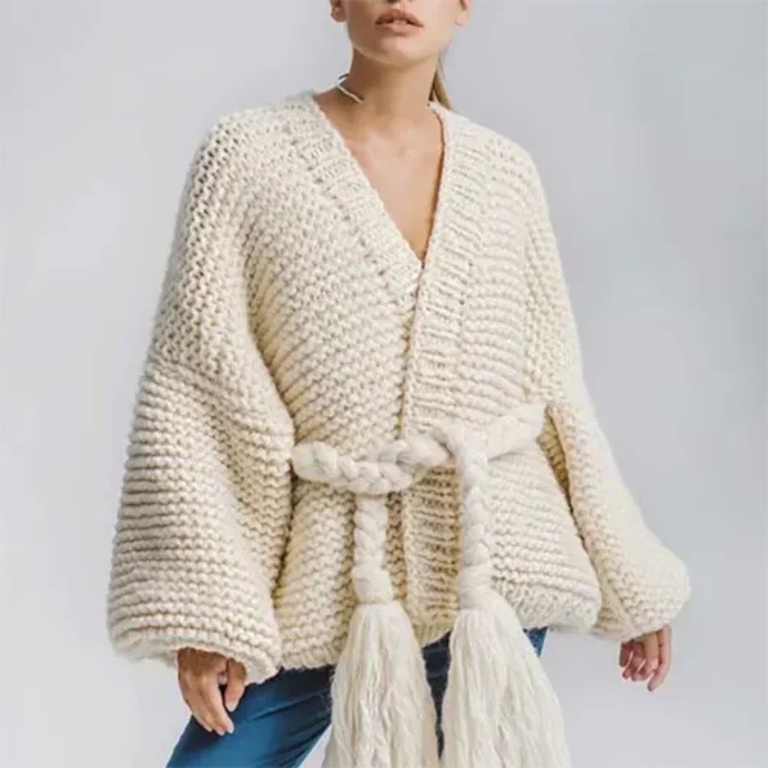 Ellingtonem | Damen Warme Gürtel Strickjacke | Winter