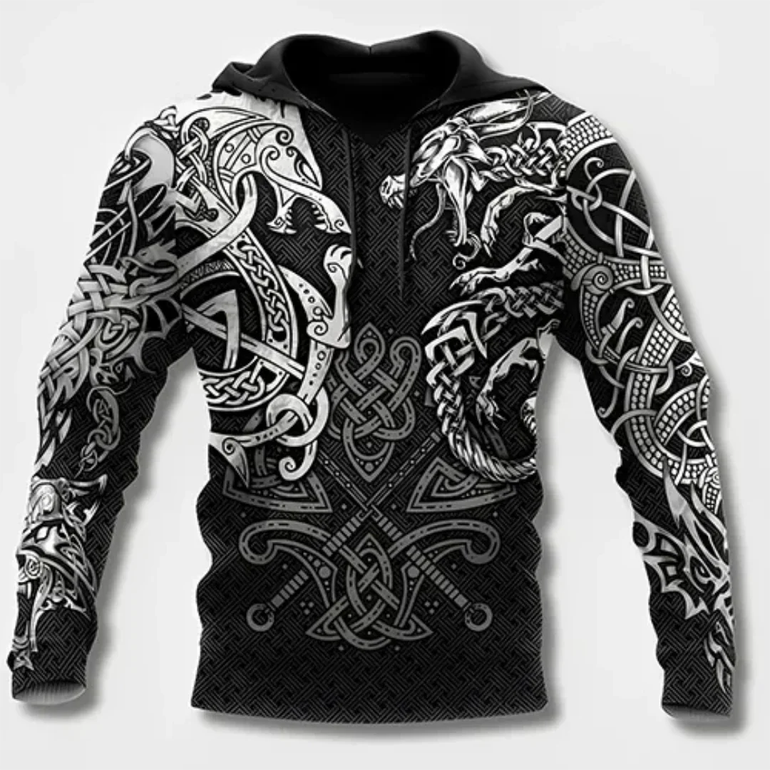Ezrar | Herren Grafik Kapuzenpulli | Warme