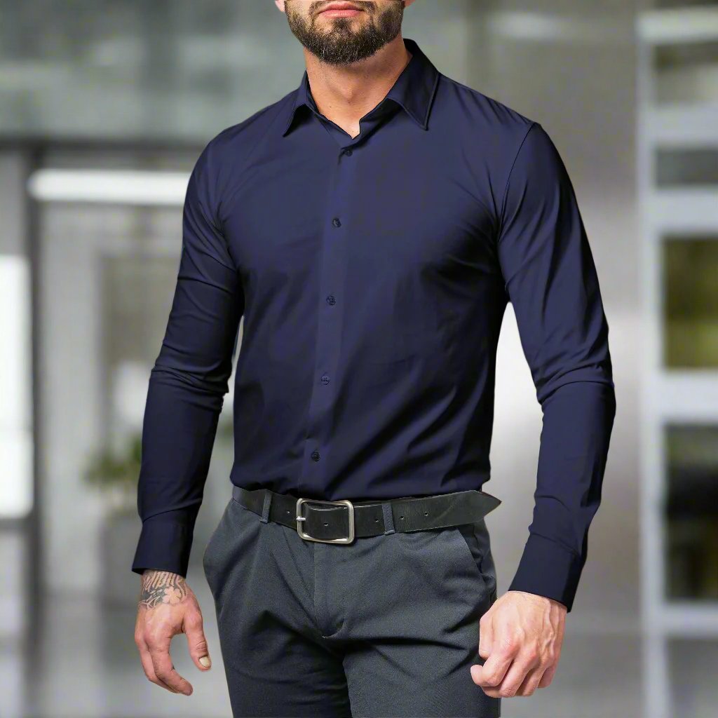 Herren Businesshemd Slim Fit Bügelfrei Baumwolle – Rendano