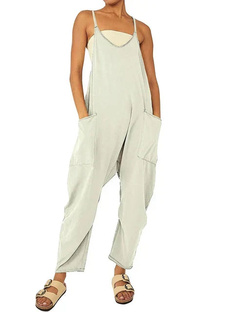 Irene - Schwarzer Sommer-Langjumpsuit