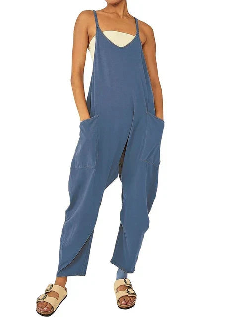 Irene - Schwarzer Sommer-Langjumpsuit