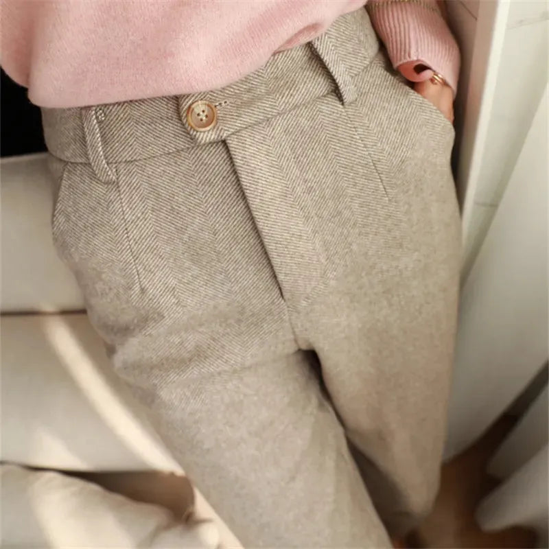 Aprikosenfarbene Wollhose - Mila