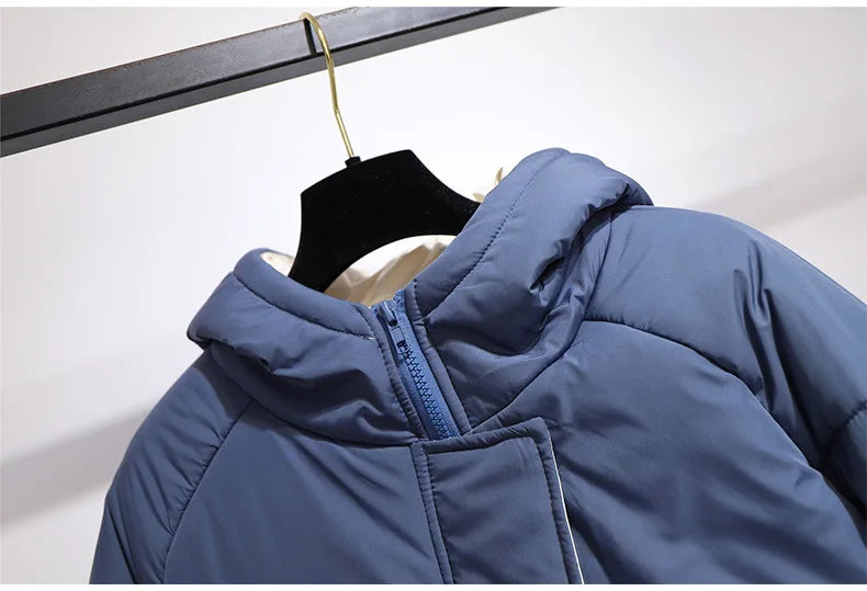 Lange wattierte Winterjacke mit Kapuze – Helena