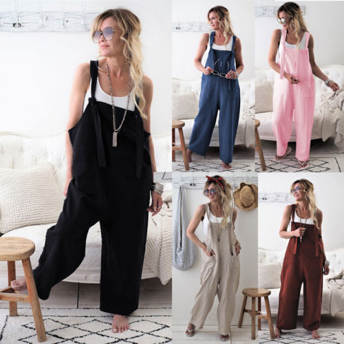 Claire - Schwarzer Baumwoll-Leinen Jumpsuit mit Taschen