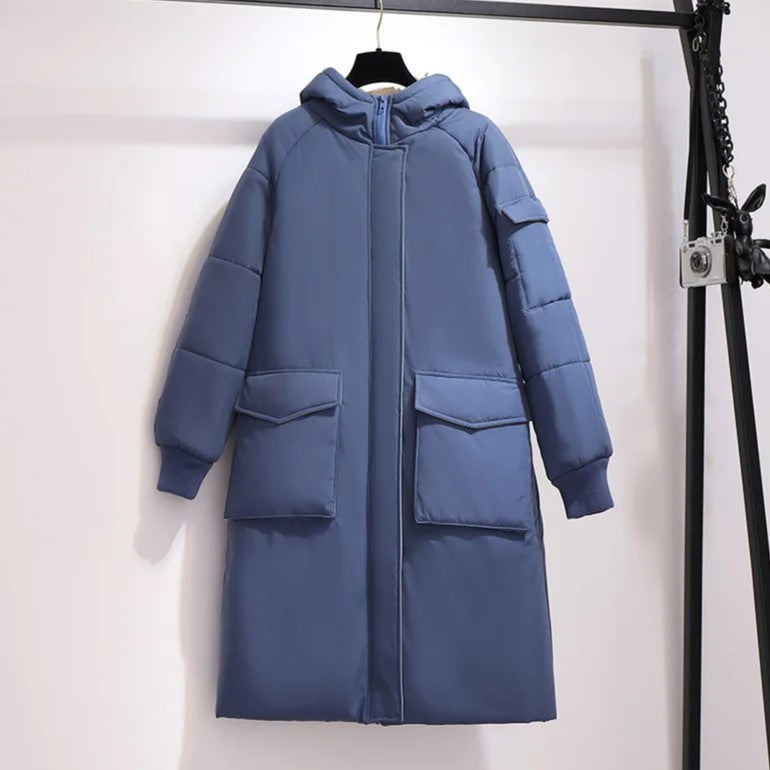 Lange wattierte Winterjacke mit Kapuze – Helena