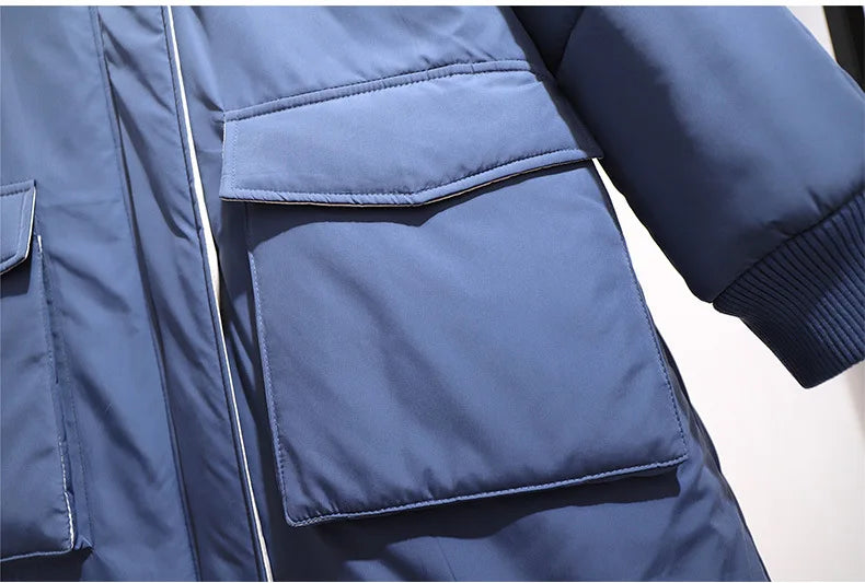 Lange wattierte Winterjacke mit Kapuze – Helena