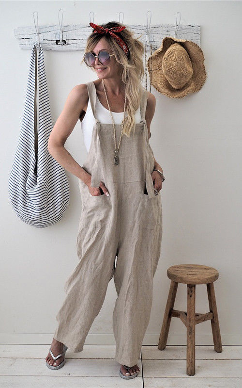 Claire - Schwarzer Baumwoll-Leinen Jumpsuit mit Taschen