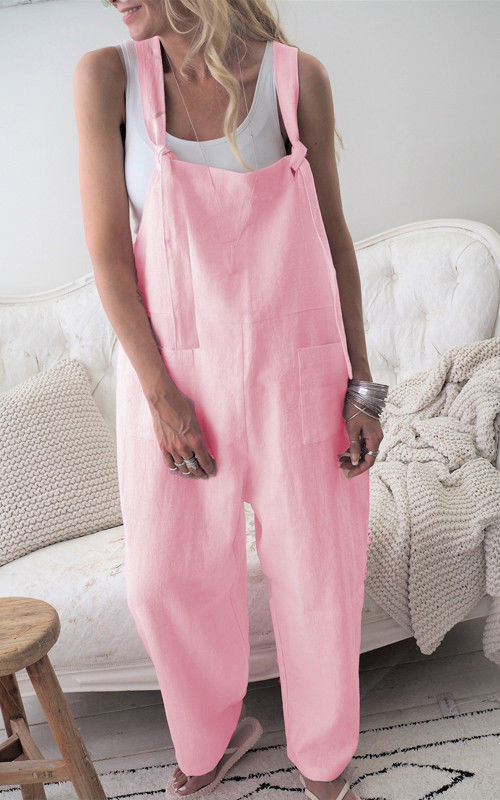 Claire - Schwarzer Baumwoll-Leinen Jumpsuit mit Taschen