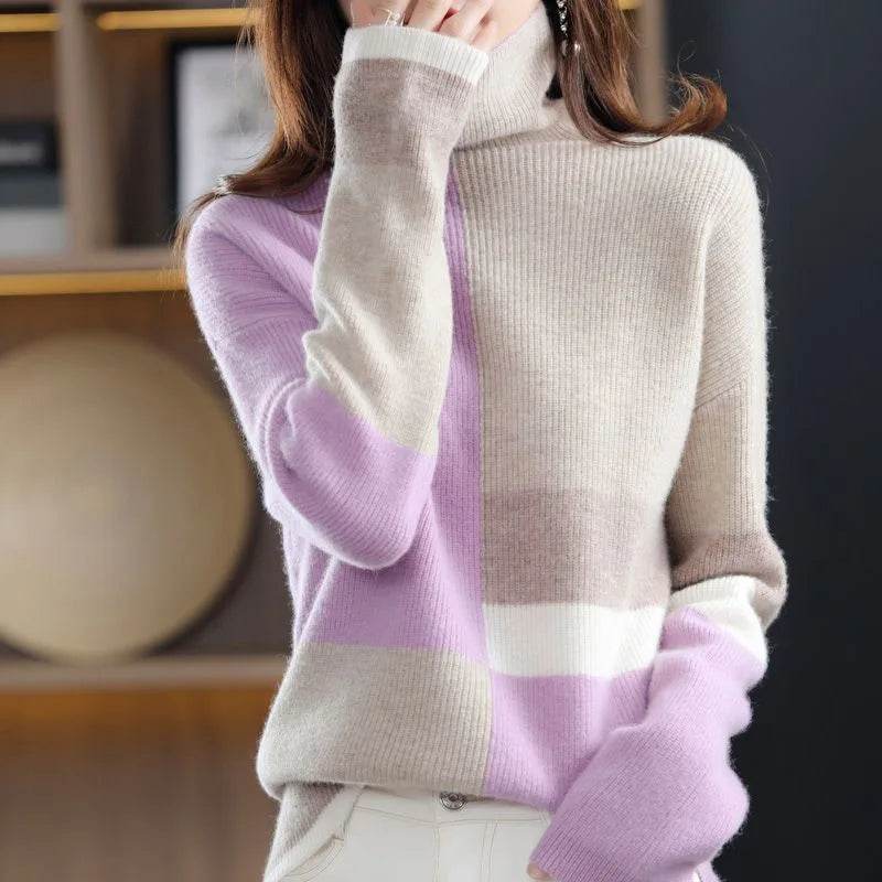Grüner trendiger Rollkragenpullover - Femke