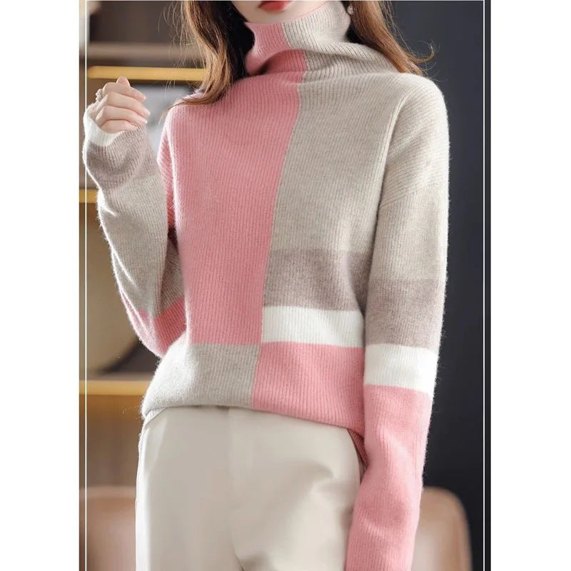 Grüner trendiger Rollkragenpullover - Femke