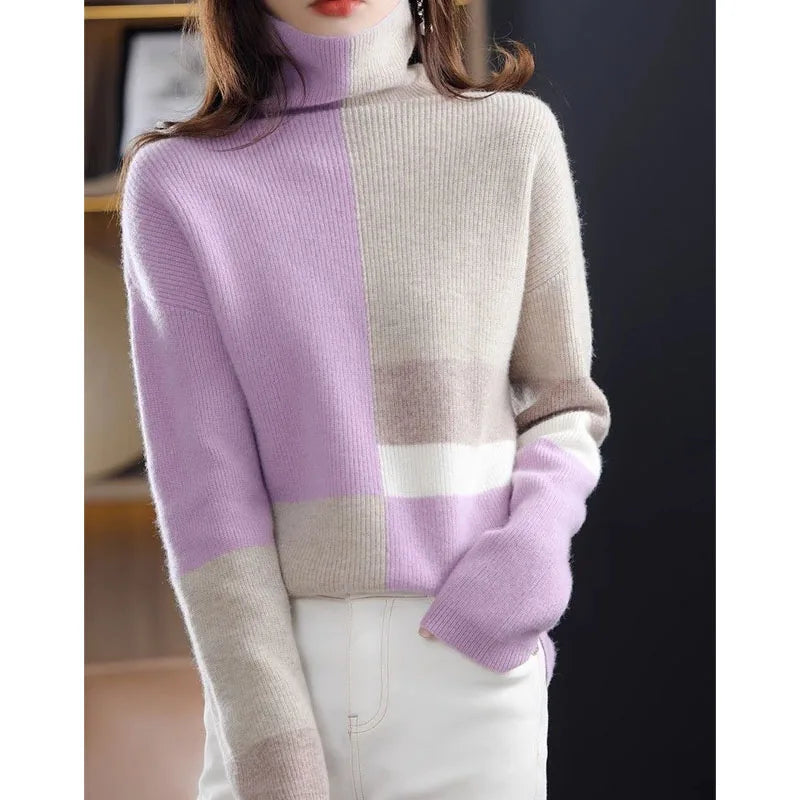Grüner trendiger Rollkragenpullover - Femke