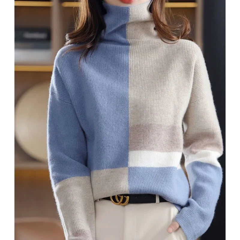Grüner trendiger Rollkragenpullover - Femke