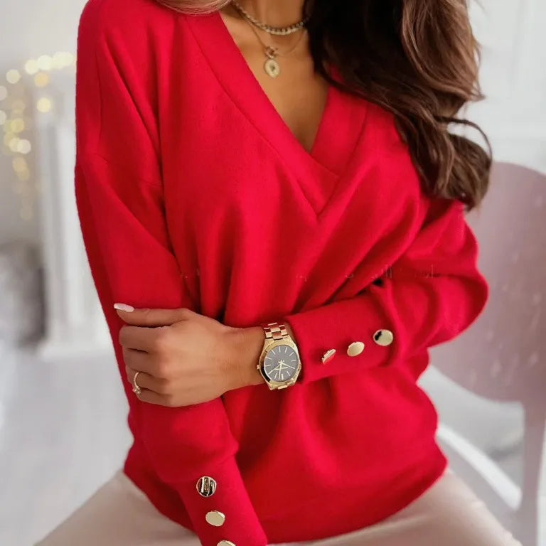 Winterpullover mit V-Ausschnitt für Frauen