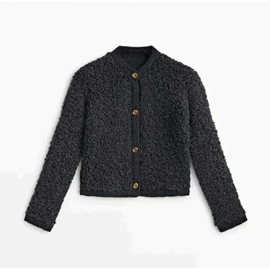 Julissane | Damen Knopf Daunen Strickjacke | Warme