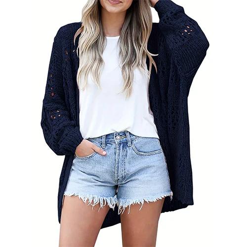 Keniamin | Damen Offen Gestrickt Strickjacke | Lange