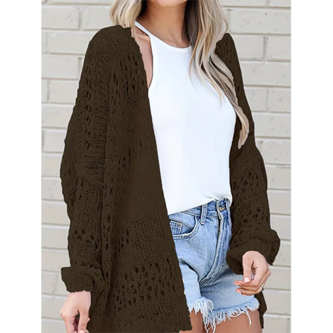 Keniamin | Damen Offen Gestrickt Strickjacke | Lange