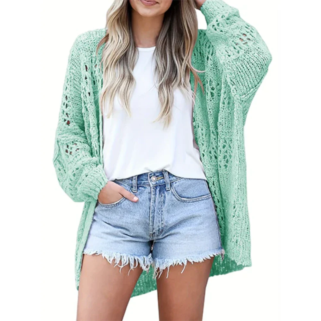 Keniamin | Damen Offen Gestrickt Strickjacke | Lange