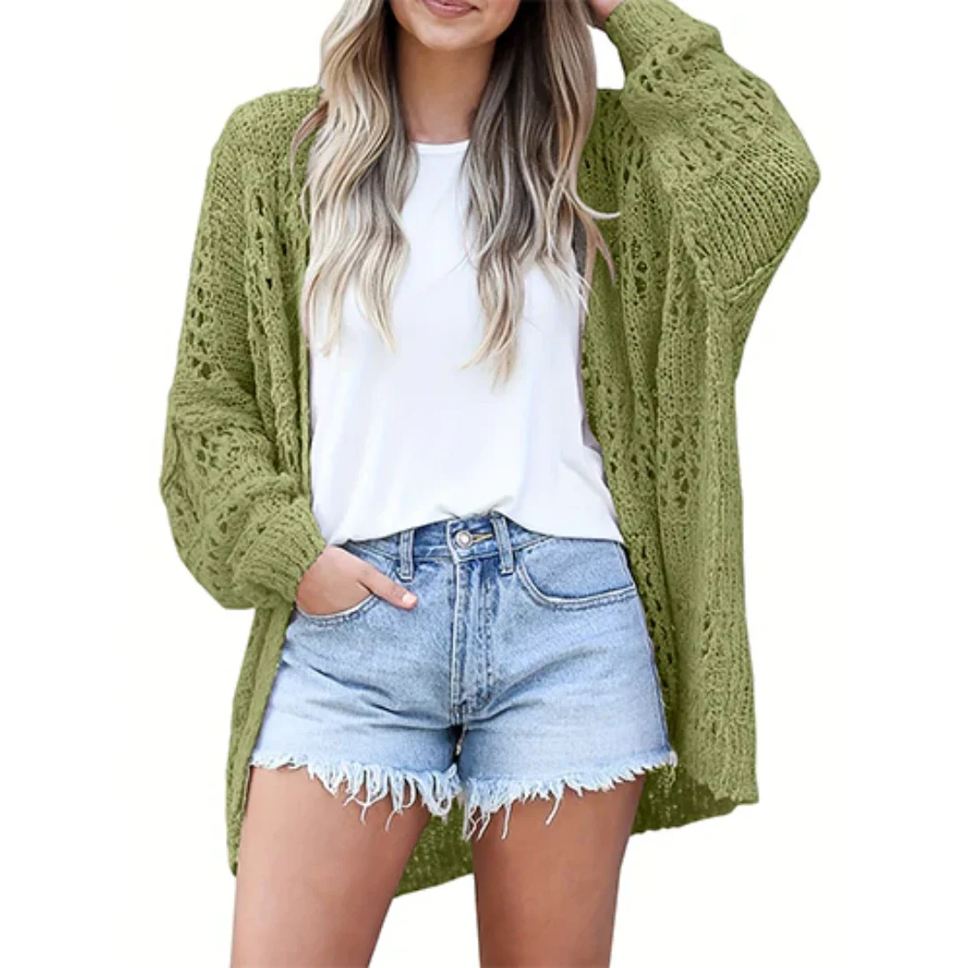 Keniamin | Damen Offen Gestrickt Strickjacke | Lange