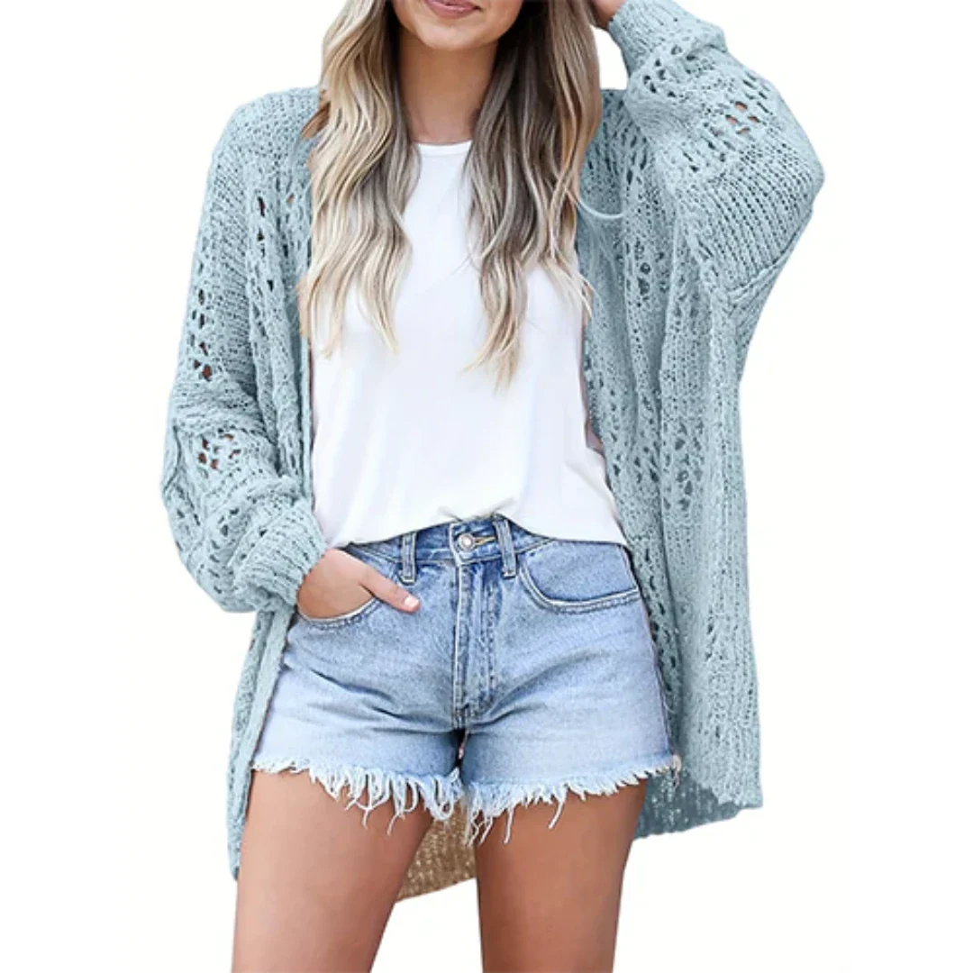 Keniamin | Damen Offen Gestrickt Strickjacke | Lange