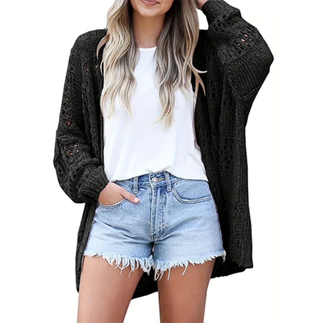 Keniamin | Damen Offen Gestrickt Strickjacke | Lange