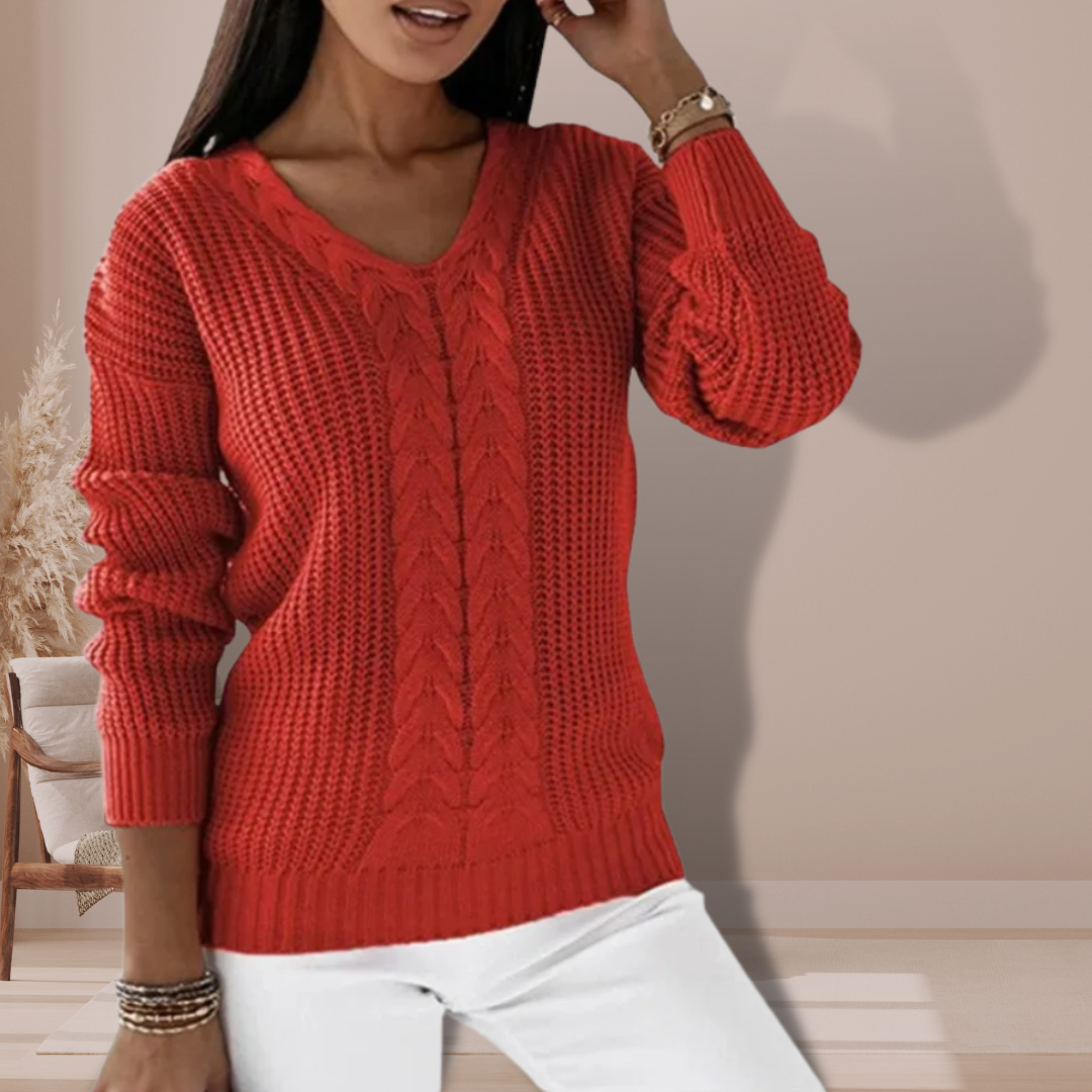 Winterpullover mit V-Ausschnitt für Frauen