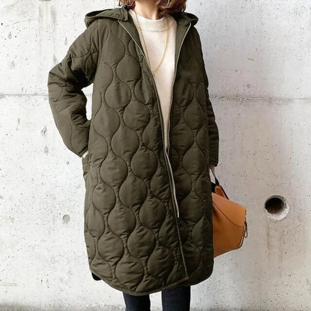 Ilse | Neu Lässiger Parka-Mantel mit Kapuze aus Argyle