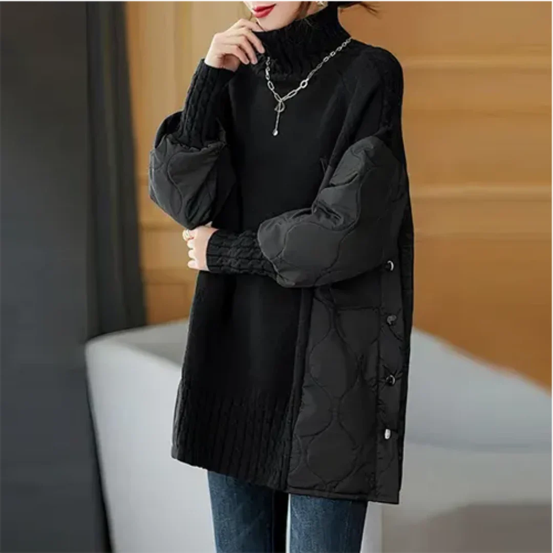 Laylah | Damen Gestepptes Langarm Pullover | Rollkragen