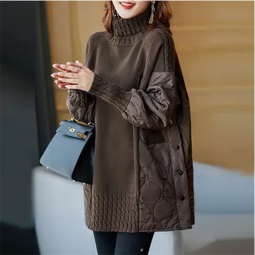 Laylah | Damen Gestepptes Langarm Pullover | Rollkragen
