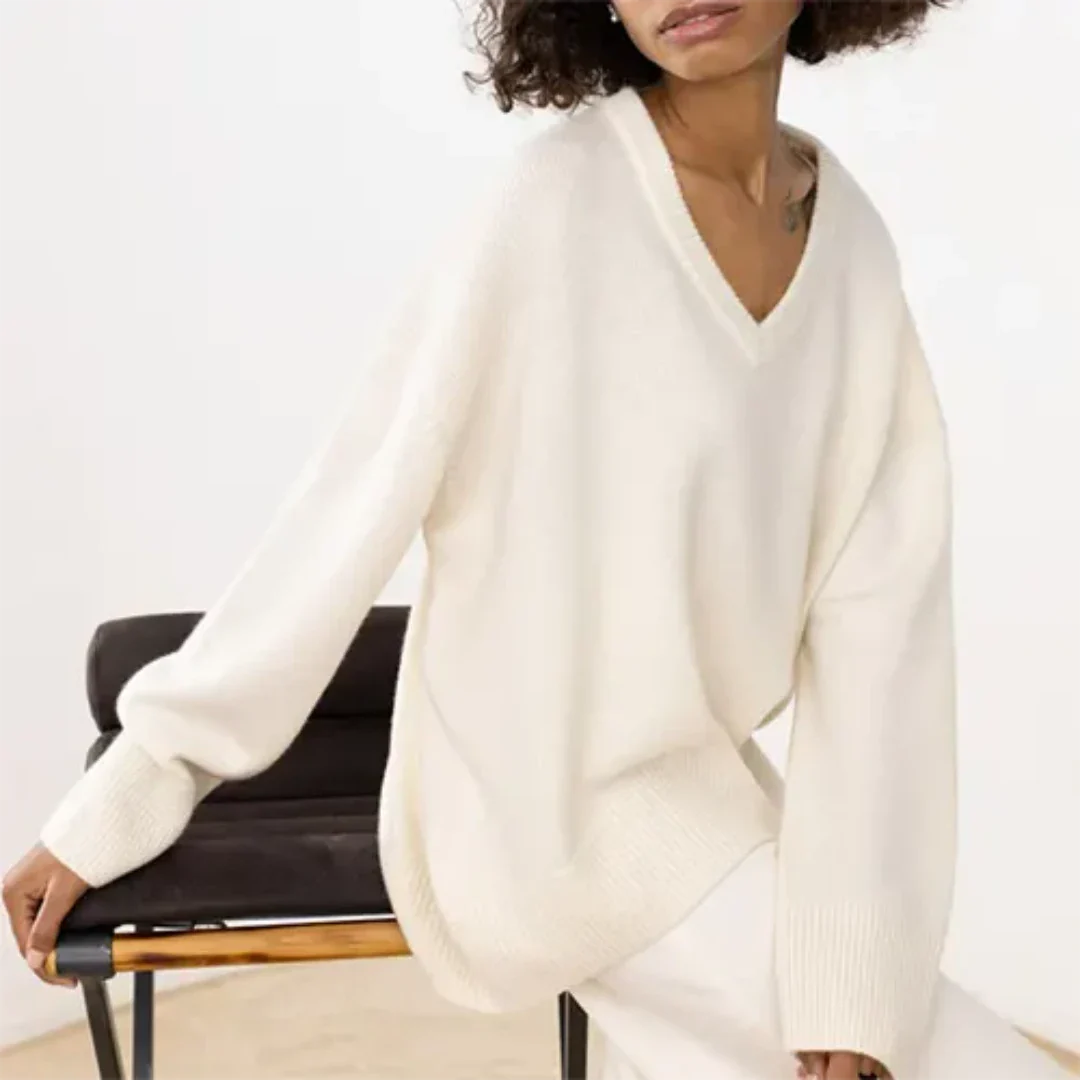 Liezelem | Damen Warme V-Ausschnitt Pullover | Langarm