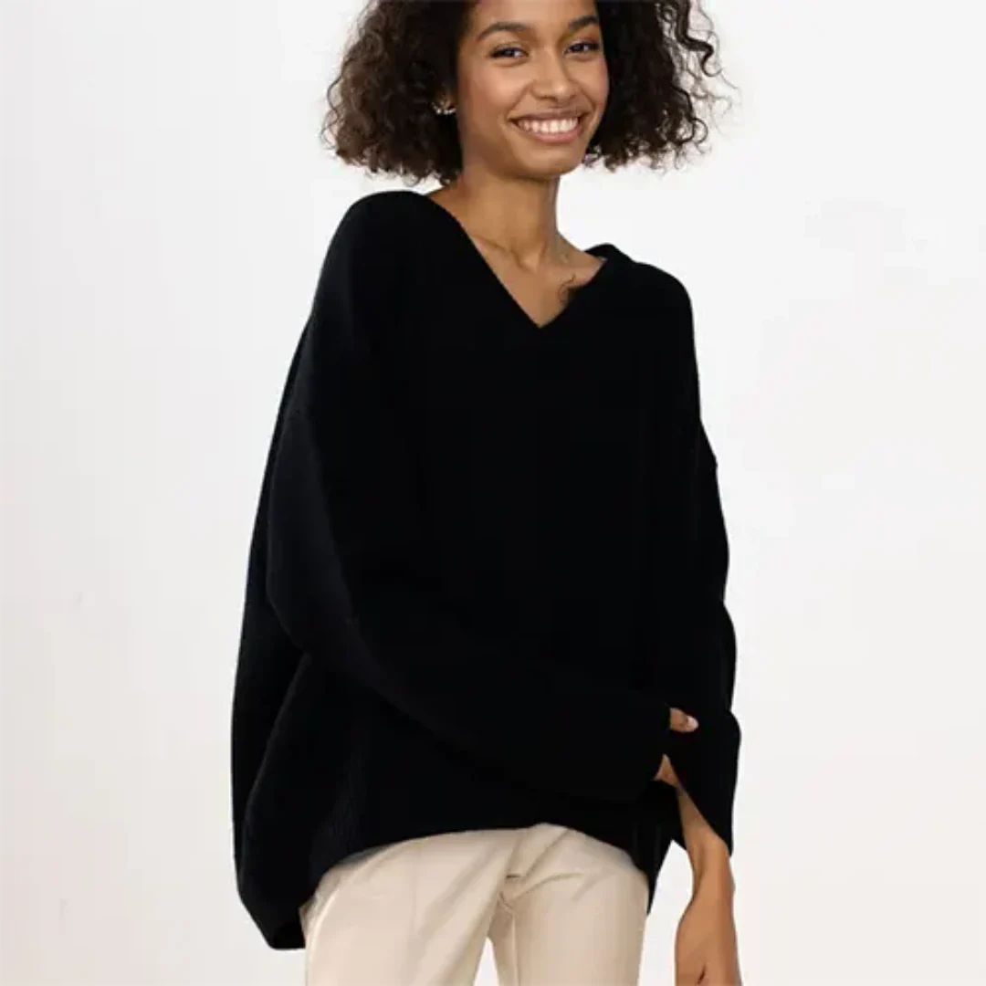 Liezelem | Damen Warme V-Ausschnitt Pullover | Langarm