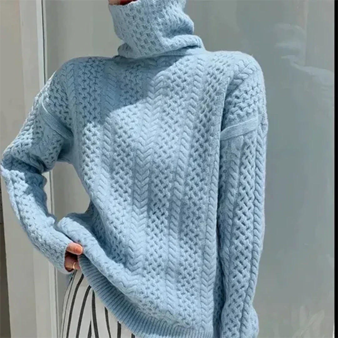 Nataly | Damen Strick Warme Pullover | Rollkragen