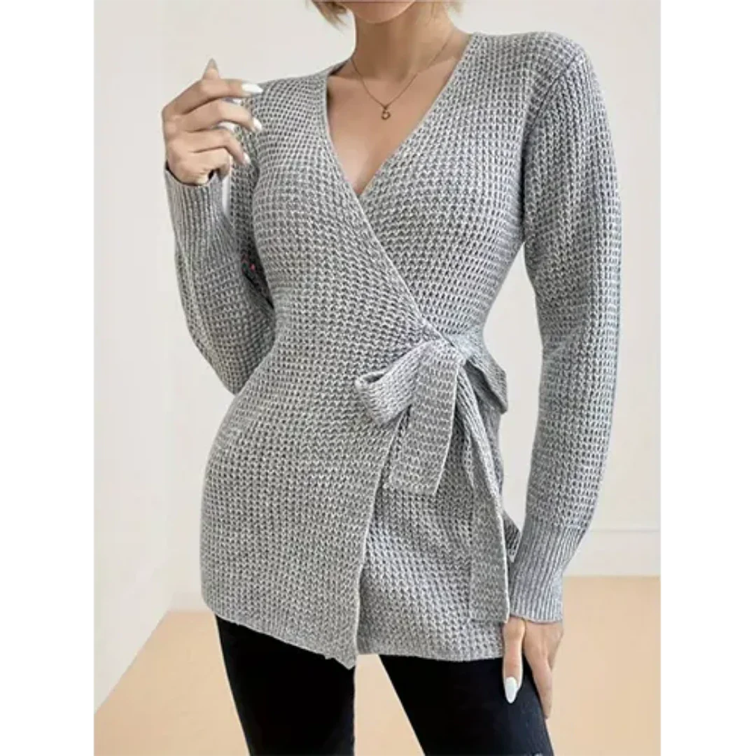 Natasa | Damen Wickel Strickjacke | V-Ausschnitt