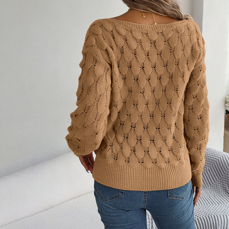 Lässiger Hohlstrickpullover
