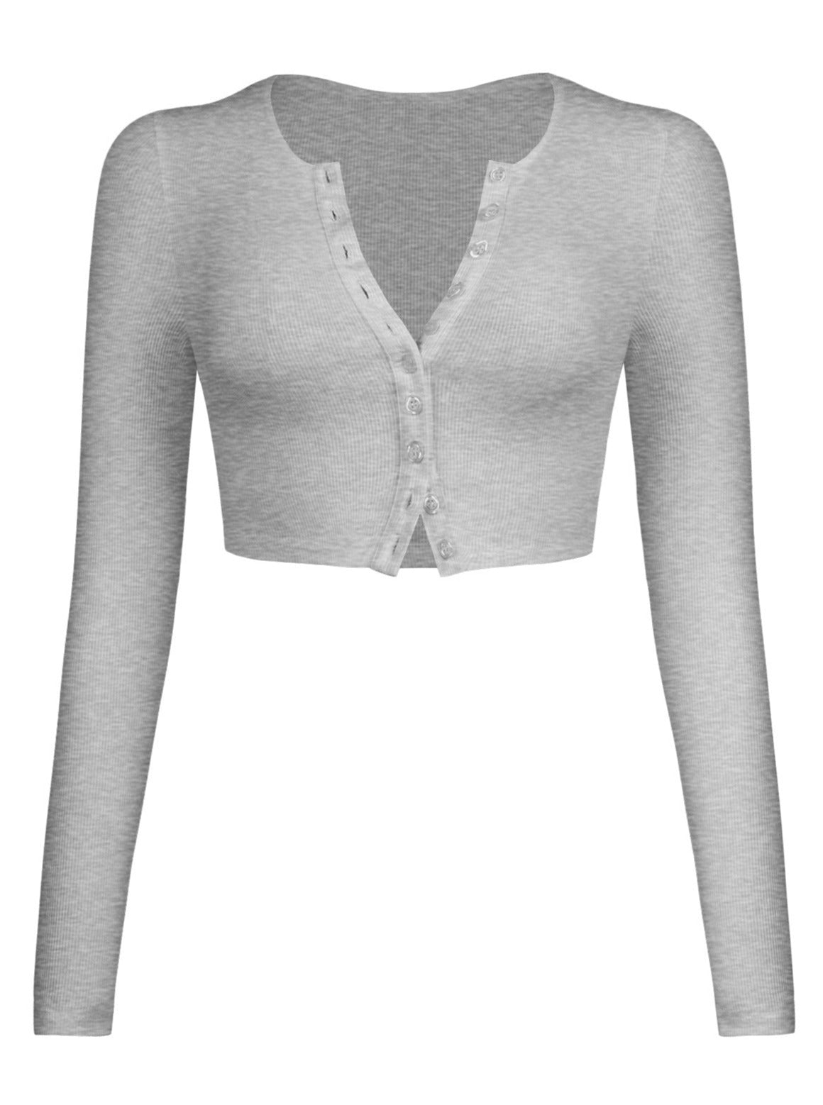 Graue Strickjacke mit langen Ärmeln und Knöpfen