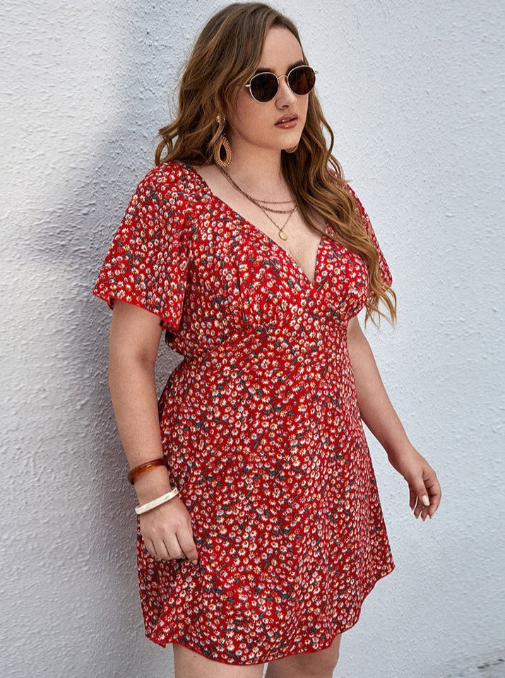 Sommer Beliebte Elegantes V-Ausschnitt Strand Casual Kleid