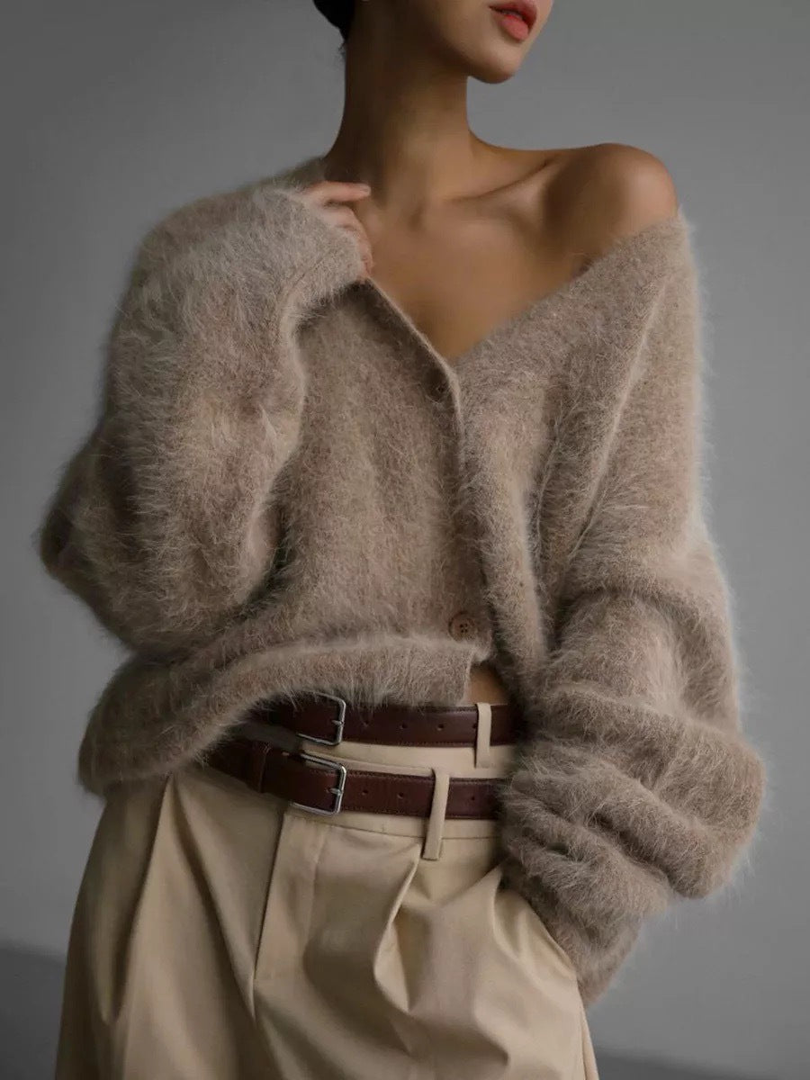 Eleganter, lässiger, flauschiger Cardigan