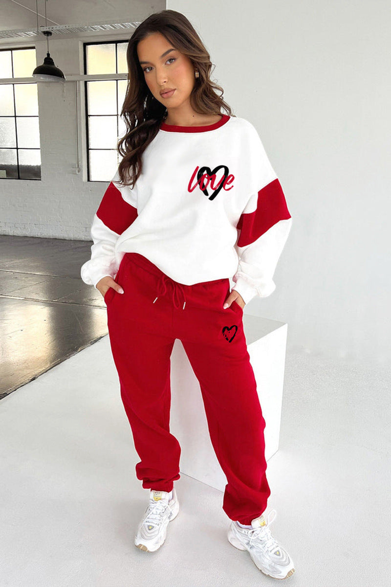 Set aus Sweatshirt und lässiger Hose mit „Love“-Aufdruck für Damen