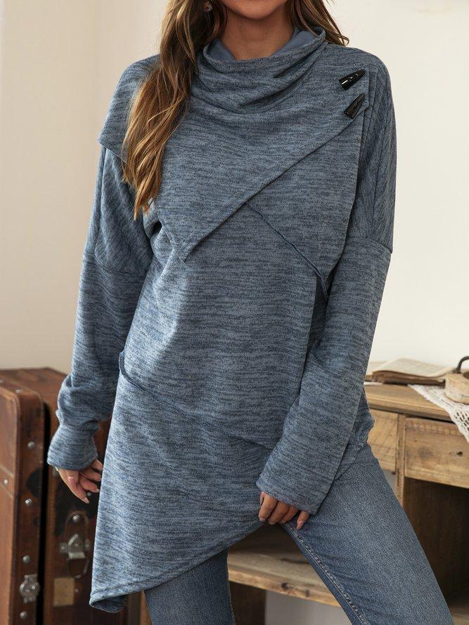Asymmetrisches Shirt mit elegantem Wasserfallkragen - Liora